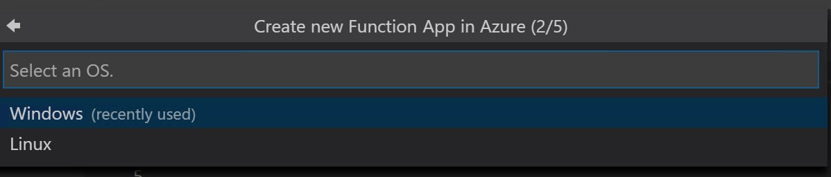 Azure Tools Azure Function OS