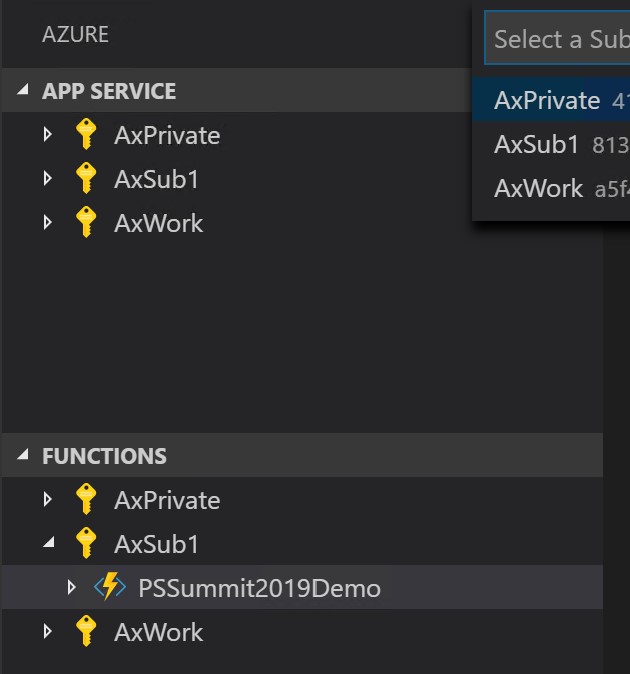Azure Tools Deploy Select Subscription