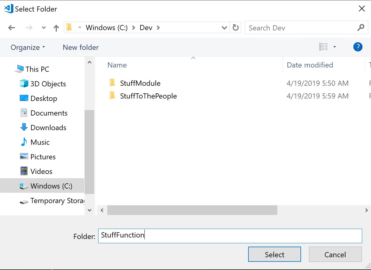 Azure Tools Name and Location